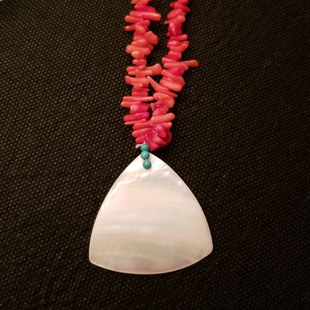Delicate White Shell and Coral Necklace